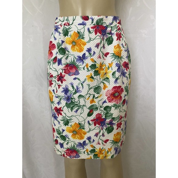 Albert Nipon Skirt Suit 2 pc Set Blazer Jacket Pencil Floral Short Sleev… - Picture 9 of 10